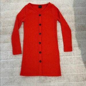 Art Class Red Ribbed Button-Down Dress